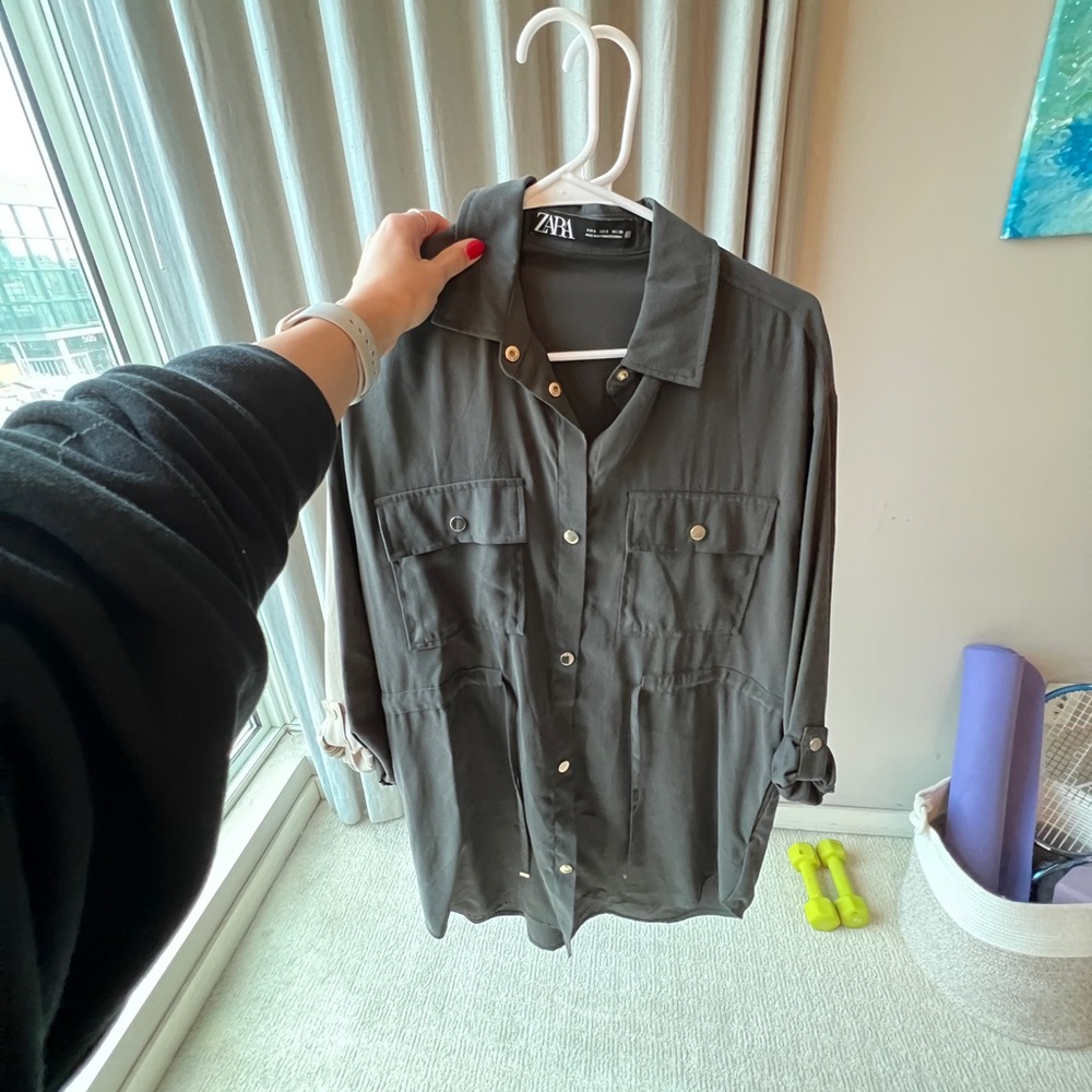 Zara relaxed fit over shirt in grey